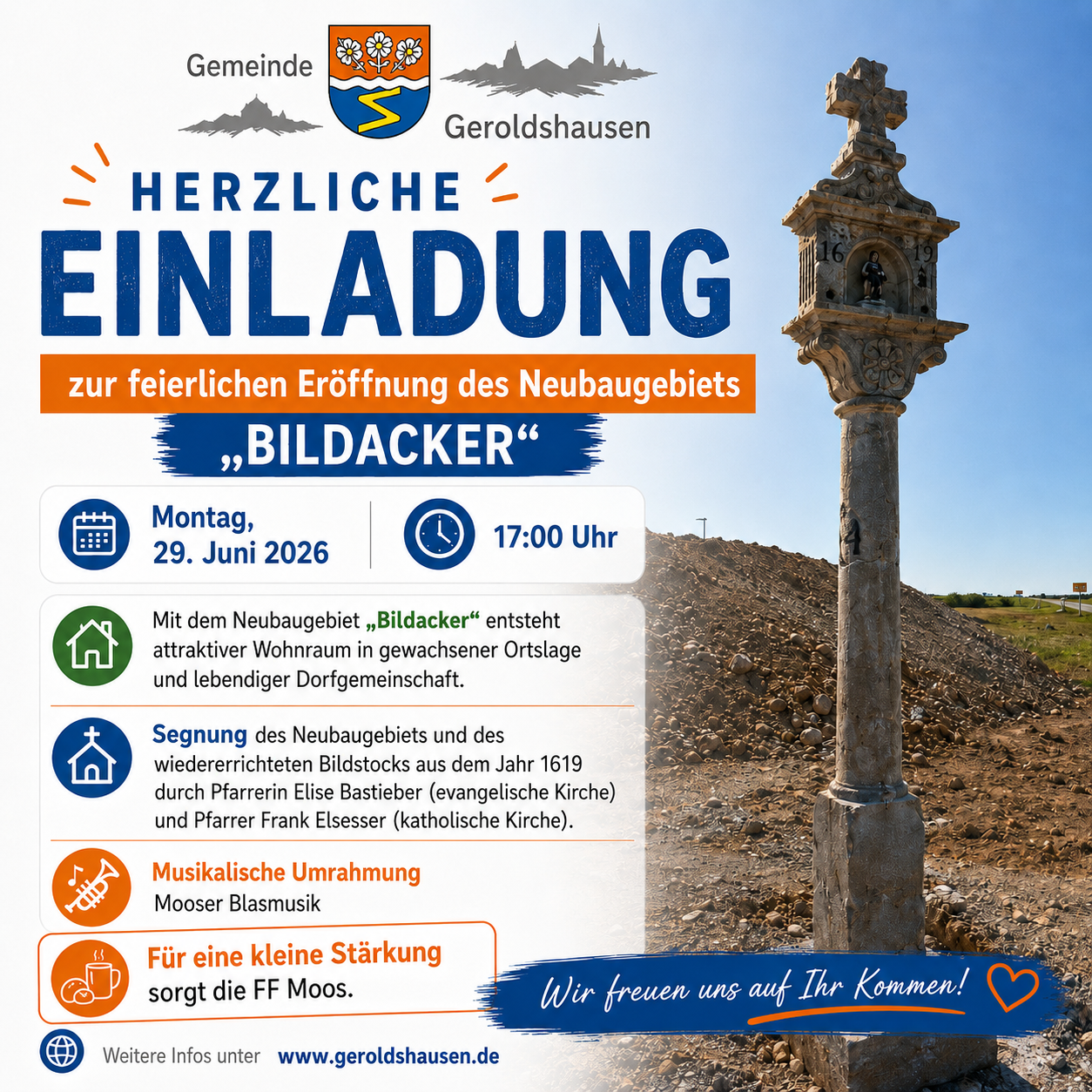 Einladung zur feierlichen Eröffnung des Neubaugebiets Bildacker