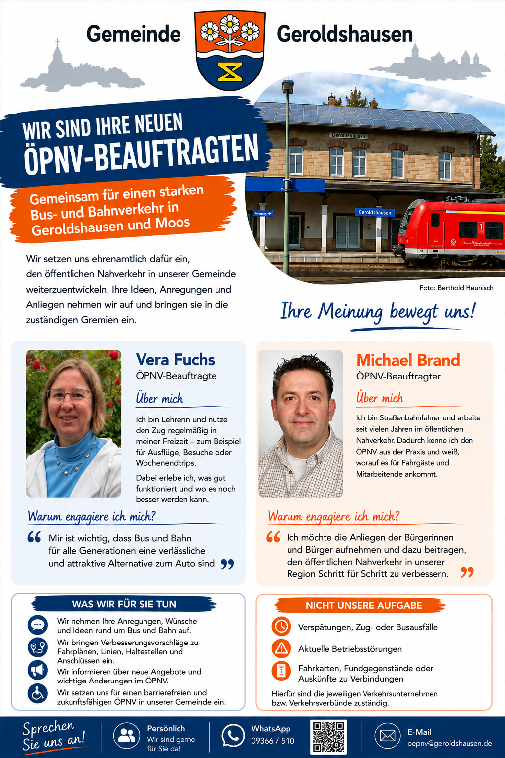 Vorstellung der ÖPNV-Beauftragten Vera Fuchs und Michael Brand der Gemeinde Geroldshausen